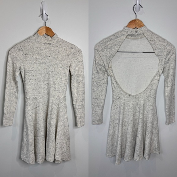 American Apparel Heather Gray Neck Button Long Sleeve Skater Dress (S) - Picture 1 of 7